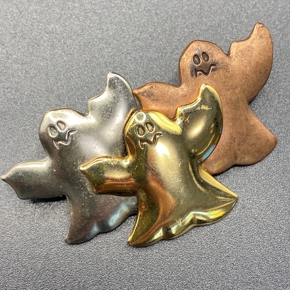 Spooky Halloween Ghosts Brooch Mixed Metals Pin